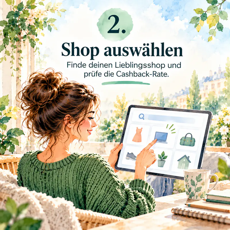 2. Shop auswählen – Finde deinen Lieblingsshop und prüfe die Cashback-Rate.